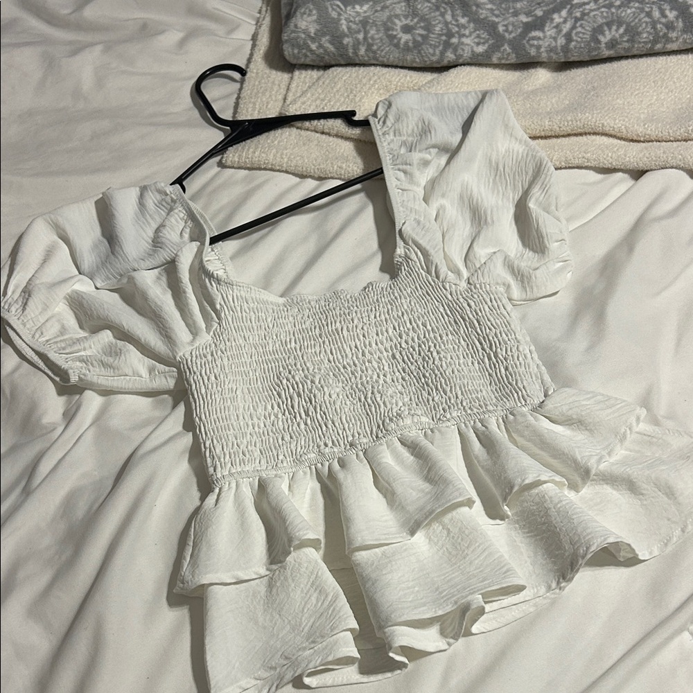 Altar'd State White Ruffled Blouse